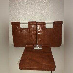 BÉIS brown croc crossbody tote set of 3